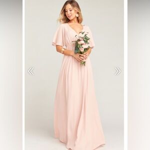 Show Me Your Mumu Emily Empire Maxi Dress Dusty Blush Crisp Size XS NWT NEW
